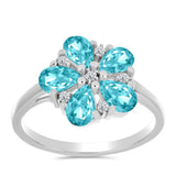 Inel din Argint 925 ( 2.72 grame ) cu Cuarț Paraiba și Topaz Alb 1.84 Carate