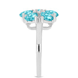 Inel din Argint 925 ( 2.72 grame ) cu Cuarț Paraiba și Topaz Alb 1.84 Carate