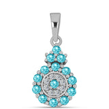 Pandantiv din Argint 925 ( 1.46 grame ) cu Cuarț Paraiba și Topaz Alb 0.54 Carate