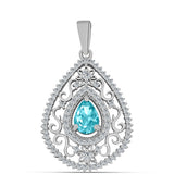 Pandantiv din Argint 925 ( 2.58 grame ) cu Cuarț Paraiba și Topaz Alb 1.25 Carate