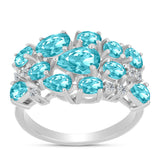 Inel din Argint 925 ( 4.1 grame ) cu Cuarț Paraiba și Topaz Alb 2.52 Carate