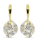 Cercei din Argint 925 Placat cu Aur ( 3.71 grame ) cu Sidef și Topaz Alb 7.8 Carate