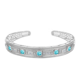 Brățară din Argint 925 ( 18.93 grame ) cu Cuarț Paraiba și Zircon Alb 2.01 Carate