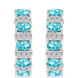 Cercei din Argint 925 ( 5.41 grame ) cu Cuarț Paraiba și Topaz Alb 2.45 Carate
