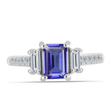 Inel din Argint 925 ( 2.19 grame ) cu Tanzanit AAA și Topaz Alb 1.34 Carate