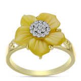 Inel din Argint 925 Placat cu Aur ( 3.41 grame ) cu Sidef și Topaz Alb 3.39 Carate