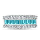 Inel din Argint 925 ( 4.92 grame ) cu Cuarț Paraiba și Topaz Alb 2.54 Carate