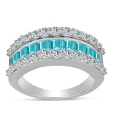 Inel din Argint 925 ( 4.92 grame ) cu Cuarț Paraiba și Topaz Alb 2.54 Carate