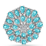 Inel din Argint 925 ( 5.59 grame ) cu Cuarț Paraiba și Topaz Alb 3.73 Carate