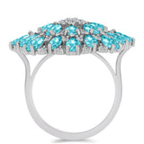 Inel din Argint 925 ( 5.59 grame ) cu Cuarț Paraiba și Topaz Alb 3.73 Carate