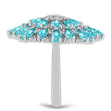 Inel din Argint 925 ( 5.59 grame ) cu Cuarț Paraiba și Topaz Alb 3.73 Carate