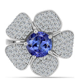 Inel din Argint 925 ( 5.25 grame ) cu Tanzanit AAA și Topaz Alb 3.43 Carate