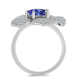 Inel din Argint 925 ( 5.25 grame ) cu Tanzanit AAA și Topaz Alb 3.43 Carate