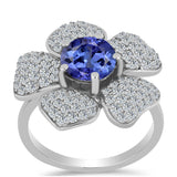 Inel din Argint 925 ( 5.25 grame ) cu Tanzanit AAA și Topaz Alb 3.43 Carate