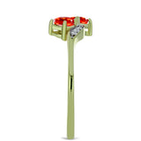 Inel din Argint 925 Placat cu Aur ( 1.89 grame ) cu Opal Etiopian Lega Dembi Roșu și Topaz Alb 0.37 Carate