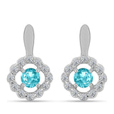 Cercei din Argint 925 ( 3.05 grame ) cu Cuarț Paraiba și Topaz Alb 0.77 Carate