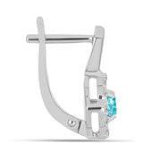 Cercei din Argint 925 ( 3.05 grame ) cu Cuarț Paraiba și Topaz Alb 0.77 Carate