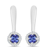 Cercei din Argint 925 ( 3.86 grame ) cu Tanzanit AAA și Topaz Alb 0.74 Carate