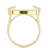 Inel din Argint 925 Placat cu Aur ( 5.61 grame ) cu Sidef și Topaz Alb 10.88 Carate