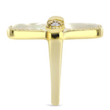 Inel din Argint 925 Placat cu Aur ( 5.61 grame ) cu Sidef și Topaz Alb 10.88 Carate
