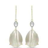 Cercei din Argint 925 Placat cu Aur ( 2.83 grame ) cu Sidef și Topaz Alb 12.29 Carate
