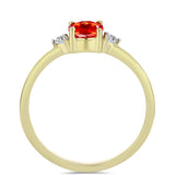 Inel din Argint 925 Placat cu Aur ( 1.71 grame ) cu Opal Etiopian Lega Dembi Roșu și Topaz Alb 0.37 Carate