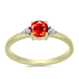 Inel din Argint 925 Placat cu Aur ( 1.71 grame ) cu Opal Etiopian Lega Dembi Roșu și Topaz Alb 0.37 Carate