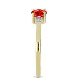 Inel din Argint 925 Placat cu Aur ( 1.71 grame ) cu Opal Etiopian Lega Dembi Roșu și Topaz Alb 0.37 Carate