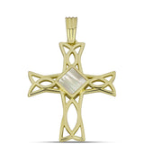 Cruce Pandantiv din Argint 925 Placat cu Aur ( 2.79 grame ) cu Sidef 0.77 Carate