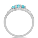 Inel din Argint 925 ( 4.04 grame ) cu Cuarț Paraiba și Topaz Alb 2 Carate
