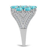 Inel din Argint 925 ( 4.04 grame ) cu Cuarț Paraiba și Topaz Alb 2 Carate