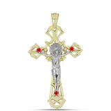 Cruce Pandantiv din Argint 925 Placat cu Aur de 2 tonuri ( 4.4 grame ) cu Opal Etiopian Lega Dembi Roșu 0.07 Carate