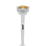 Inel din Argint 925 ( 1.85 grame ) cu Moissanite Șampanie și Topaz Alb 0.42 Carate