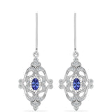 Cercei din Argint 925 ( 3.6 grame ) cu Tanzanit AAA și Topaz Alb 0.75 Carate