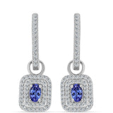 Cercei din Argint 925 ( 3.67 grame ) cu Tanzanit AAA și Topaz Alb 1.15 Carate