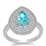 Inel din Argint 925 ( 3.29 grame ) cu Cuarț Paraiba și Topaz Alb 1.52 Carate