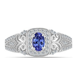 Inel din Argint 925 ( 2.87 grame ) cu Tanzanit AAA și Topaz Alb 0.79 Carate