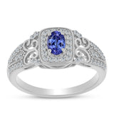 Inel din Argint 925 ( 2.87 grame ) cu Tanzanit AAA și Topaz Alb 0.79 Carate