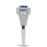 Inel din Argint 925 ( 2.87 grame ) cu Tanzanit AAA și Topaz Alb 0.79 Carate