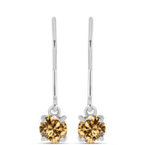Cercei din Argint 925 ( 1.31 grame ) cu Moissanite Șampanie 0.88 Carate
