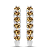Cercei din Argint 925 ( 3.87 grame ) cu Moissanite Șampanie 0.75 Carate