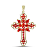 Cruce Pandantiv din Argint 925 Placat cu Aur ( 2.77 grame ) cu Opal Etiopian Lega Dembi Roșu 1.37 Carate