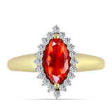 Inel din Argint 925 Placat cu Aur ( 2.77 grame ) cu Opal Etiopian Lega Dembi Roșu și Topaz Alb 0.96 Carate