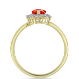 Inel din Argint 925 Placat cu Aur ( 2.77 grame ) cu Opal Etiopian Lega Dembi Roșu și Topaz Alb 0.96 Carate