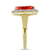 Inel din Argint 925 Placat cu Aur ( 2.77 grame ) cu Opal Etiopian Lega Dembi Roșu și Topaz Alb 0.96 Carate