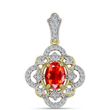Pandantiv din Argint 925 Placat cu Aur ( 1.85 grame ) cu Opal Etiopian Lega Dembi Roșu și Topaz Alb 1.31 Carate
