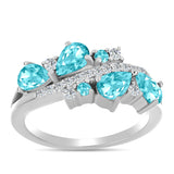 Inel din Argint 925 ( 3.51 grame ) cu Cuarț Paraiba și Topaz Alb 1.7 Carate