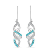 Cercei din Argint 925 ( 6.28 grame ) cu Cuarț Paraiba și Topaz Alb 0.98 Carate
