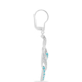 Cercei din Argint 925 ( 6.28 grame ) cu Cuarț Paraiba și Topaz Alb 0.98 Carate