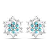 Cercei din Argint 925 ( 4.73 grame ) cu Cuarț Paraiba și Topaz Alb 0.59 Carate